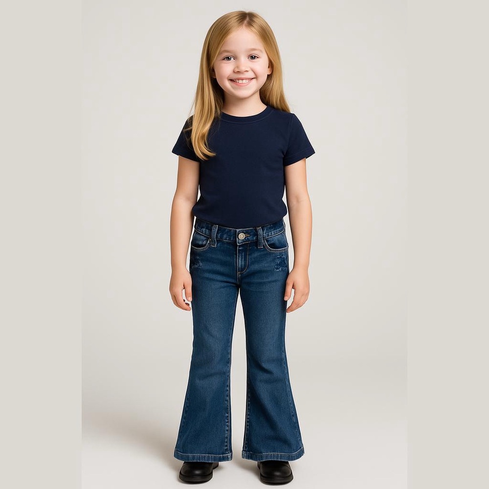 Levi's Flare Girls Jeans Stretch Denim Sequins-Stars Adjustable Waistband Size 4